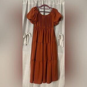 See You Monday Rust Midi Dress